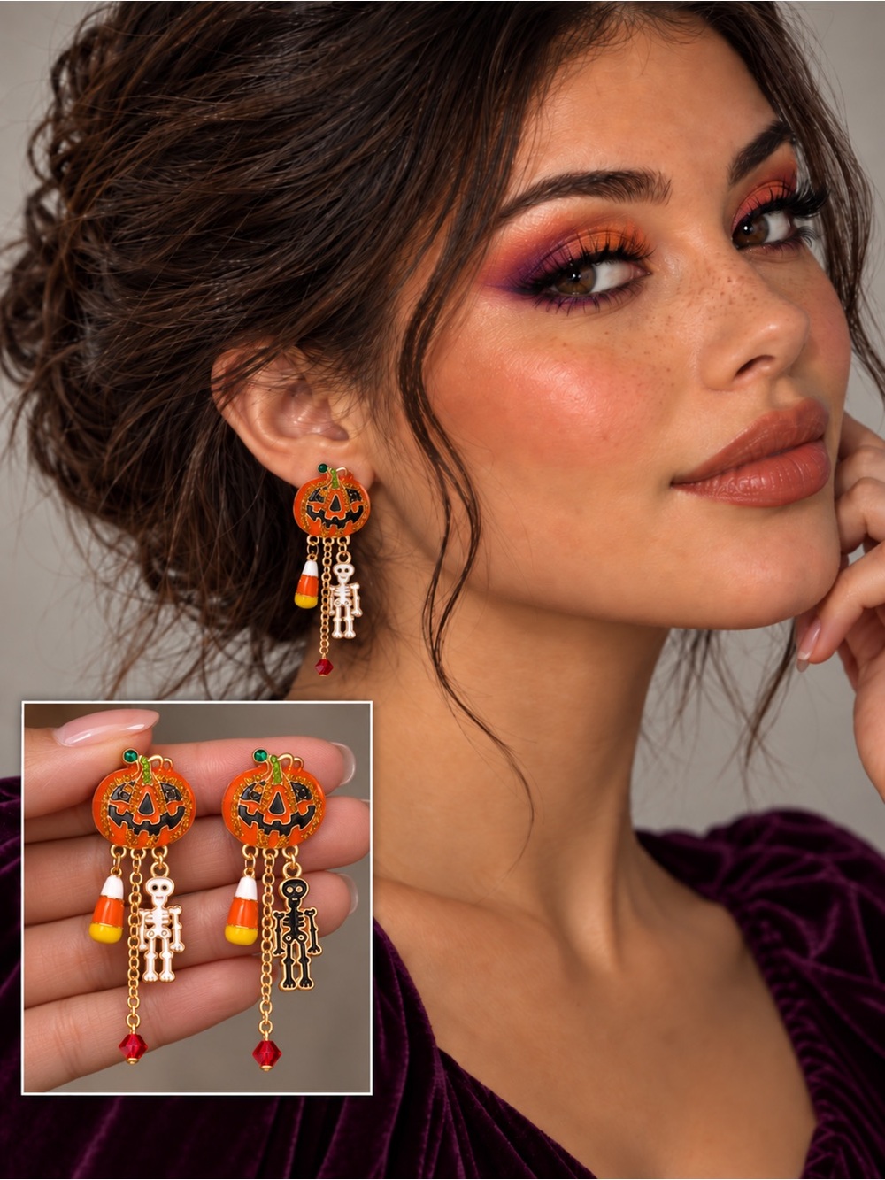 Candied Bones & Jack-O’-Lanterns Earrings